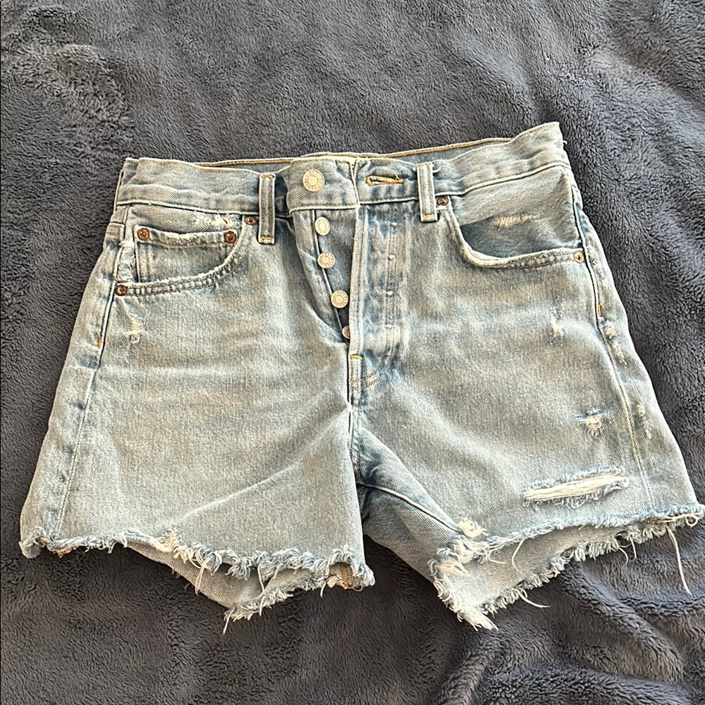 Agolde Blue Jean Shorts Distressed Vintage Look